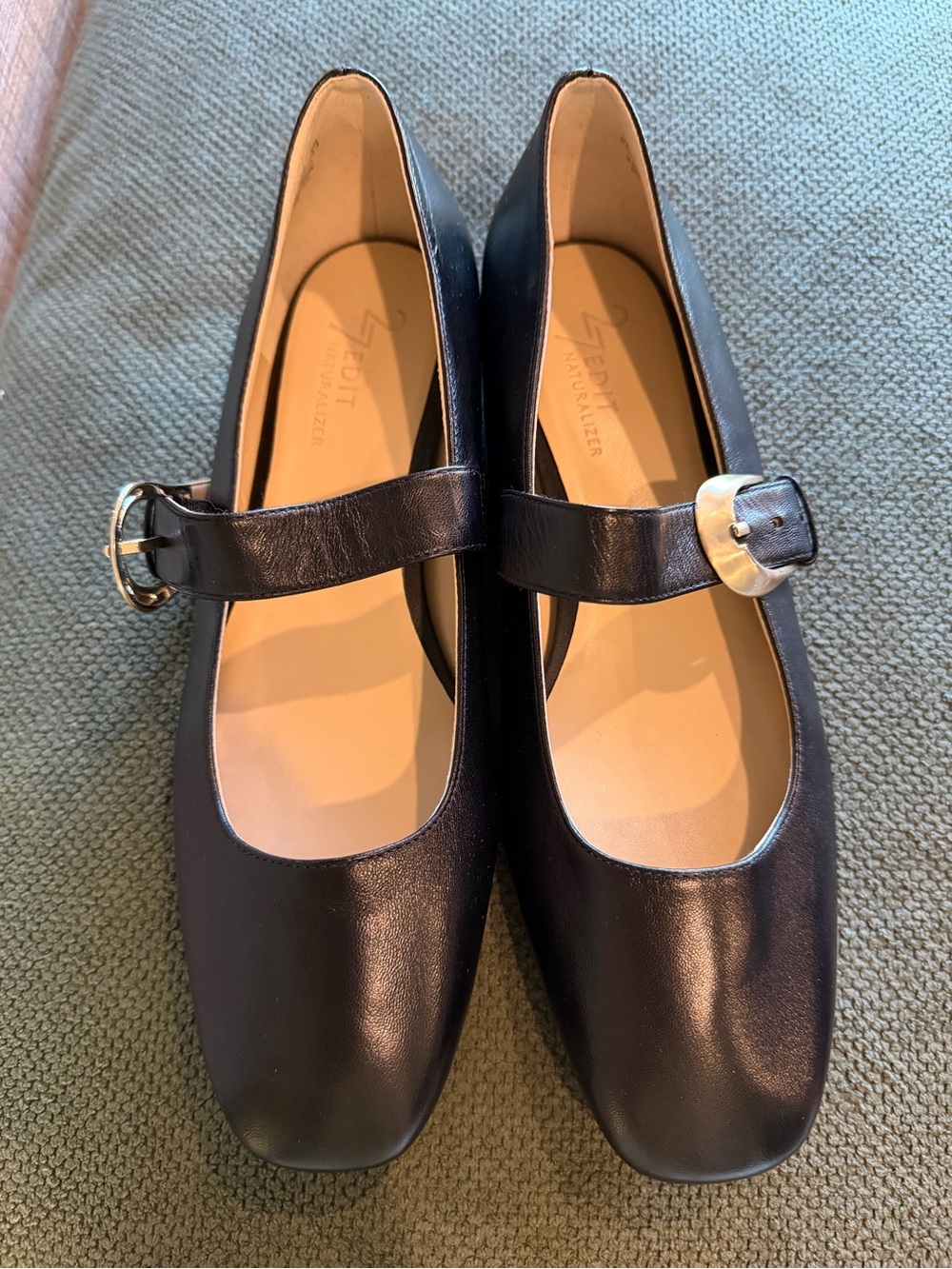Naturalizer 27 EDIT Carter Mary Jane Flats Black Leather Buckle 6.5M